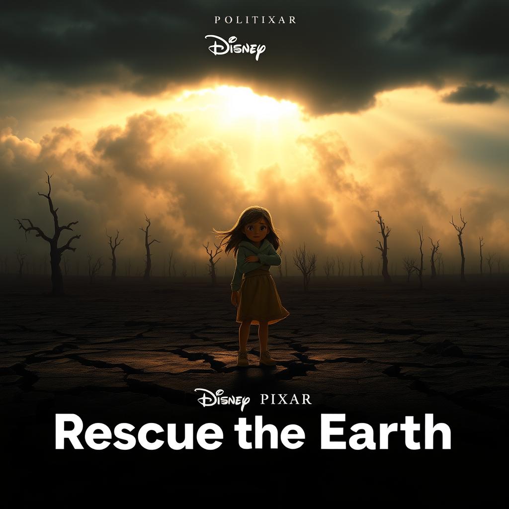 Polluted Earth with smoke, cracked ground, and dead trees – dramatic and dark style”