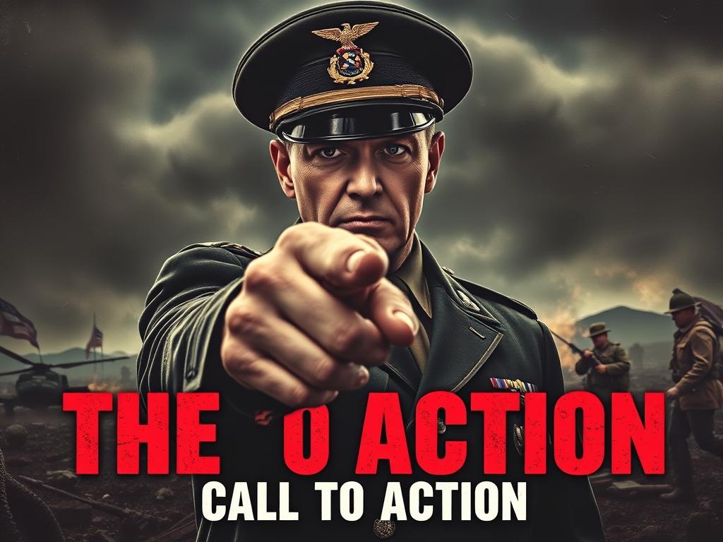 Une affiche sombre style rétro avec un général nous pointant du doigt 