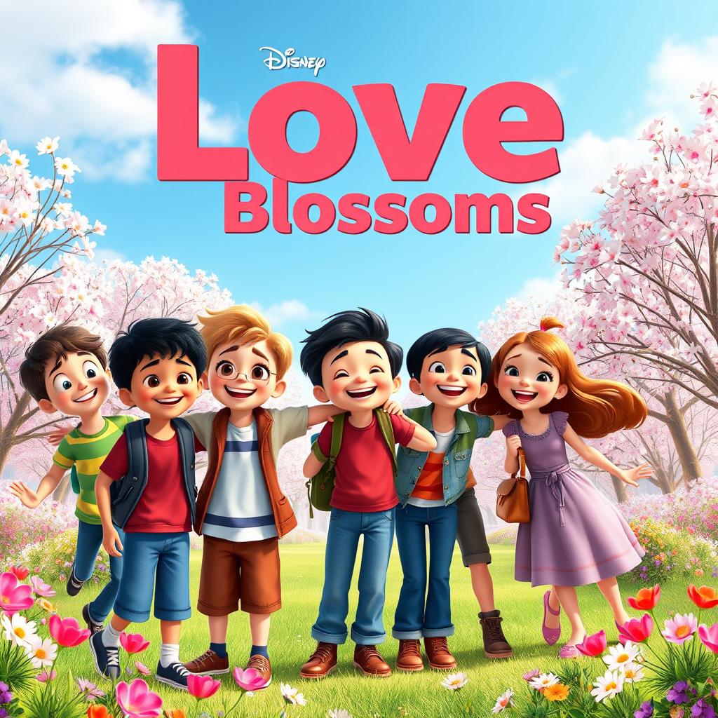 cinema poster about love that has photos of boys and girls, 4k
