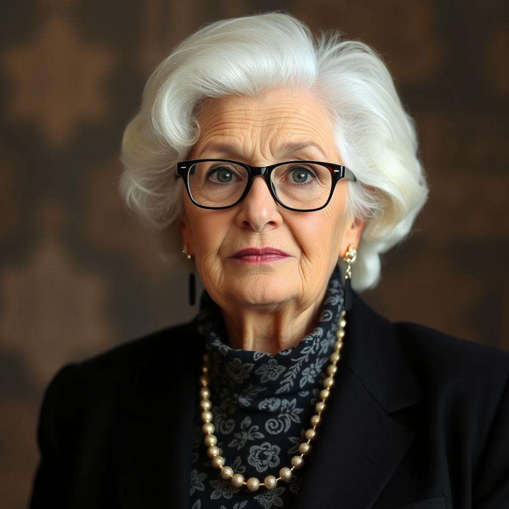 Nombre completo: Amelia
Edad: 75 años
Nacionalidad: Uruguaya
Estatura: 1,60 m
Contextura: Gorda, de figura redonda y sólida
Color de ojos: Claros
Color de cabello: Blanco (cano), frondoso y bien peinado
Peinado: Volumen natural, con estilo cuidado, elegante pero no anticuado
Rostro: Redondeado, con expresión pícara e inteligente
Lentes: De marco fino, colgando de una cadenita dorada
Vestimenta: Siempre elegante. Viste vestidos modernos y favorecedores, que realzan su carácter coqueta y segura.