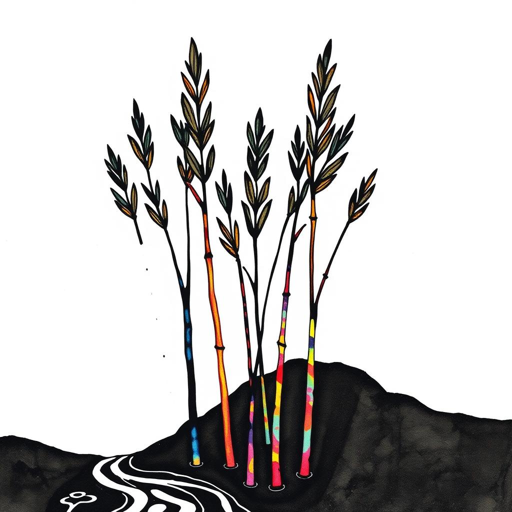 Holographic yarrow stalks forming binary streams in #9F8CA6 , digital Bagua diagram with Southern Song ink wash depth=0.3mm, neural network patterns in #C4D8E2--ar 1:1 --style ink_painting --v 5 --no gold --no brown --no text --low_contrast--seed [33]