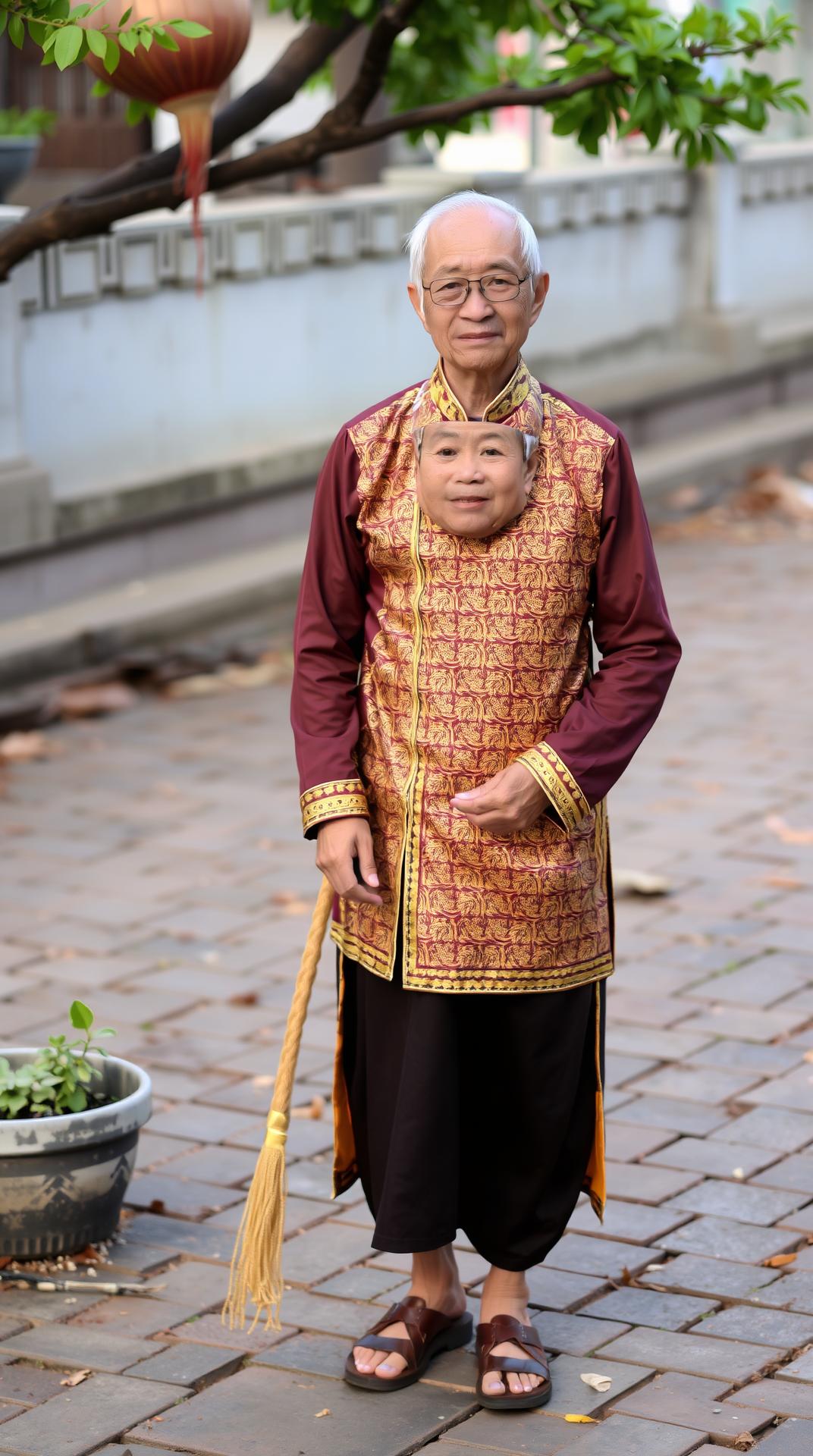 Một cô gái trẻ khoảng 20-25 tuổi, mang nét đẹp Á Đông, mặc trang phục truyền thống theo phong cách y học cổ truyền Việt Nam hoặc Trung Quốc. Cô ấy có mái tóc dài, được buộc gọn gàng hoặc tết nhẹ, tạo cảm giác thanh lịch và chuyên nghiệp. Cô đang ngồi tại một bàn gỗ cổ, tập trung vào việc chế biến thảo dược, với ánh mắt chăm chú và đôi tay tỉ mỉ thao tác trên các loại dược liệu thiên nhiên.

Trên bàn có nhiều dụng cụ y học cổ truyền như lọ gốm, bình sành, ấm sắc thuốc, dao cắt thuốc, cối giã thảo dược, và nhiều loại thảo mộc khô như rễ cây, lá khô, và các cuộn giấy da ghi chép bài thuốc. Một số thảo dược được sắp xếp gọn gàng trên một tấm vải hoặc khay gỗ.

Không gian xung quanh mang phong cách cổ điển Á Đông, với kệ gỗ phía sau chứa các hũ đựng dược liệu, sách cổ về y học, và một vài vật dụng trang trí như đèn lồng giấy hoặc bức tranh thư pháp. Bối cảnh có ánh sáng ấm áp, nhẹ nhàng, tạo cảm giác hoài cổ và tôn vinh nghề y học truyền thống. Màu sắc chủ đạo là nâu gỗ, be, và xanh lá nhẹ để gợi lên sự tự nhiên và thảo mộc.